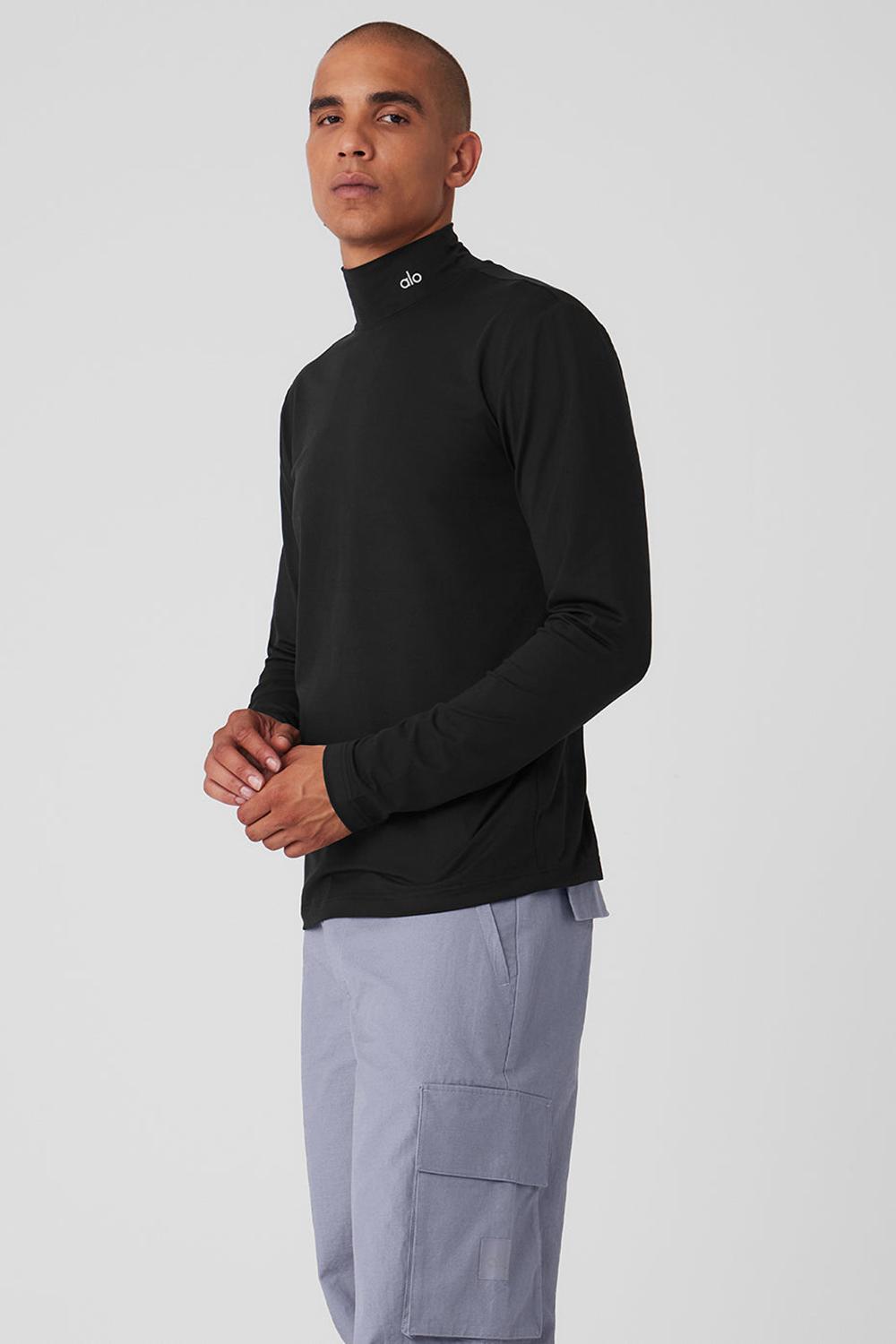 Manga Larga Alo Yoga Conquer Reform Mock Neck Hombre Negras | España  IHRE-74109