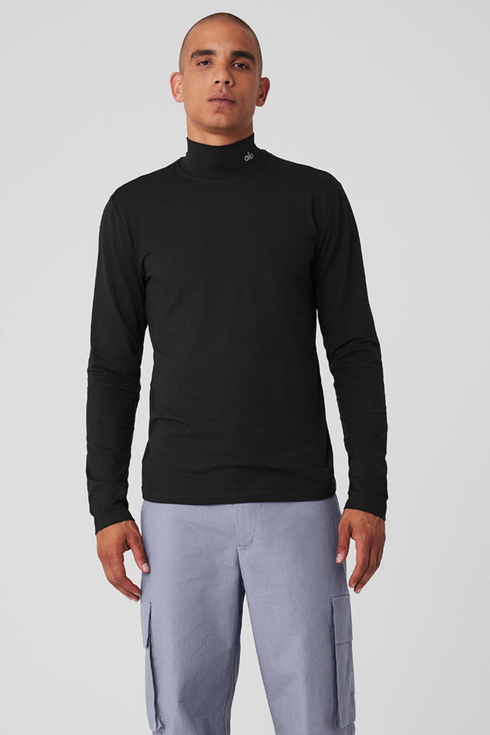 Manga Larga Alo Yoga Conquer Reform Mock Neck Hombre Negras | España  IHRE-74109
