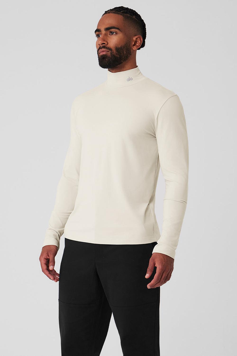 Manga Larga Alo Yoga Conquer Reform Mock Neck Hombre Bone | España  PWFR-34506