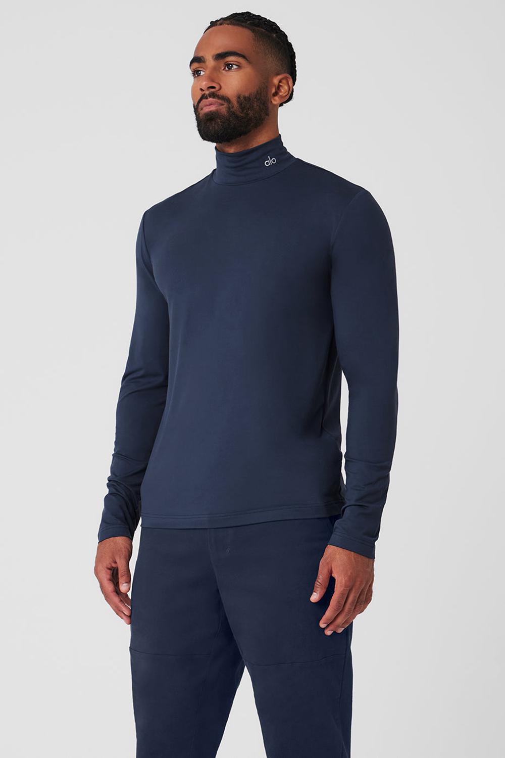 Manga Larga Alo Yoga Conquer Reform Mock Neck Hombre Azul Marino | España  TIOE-03741