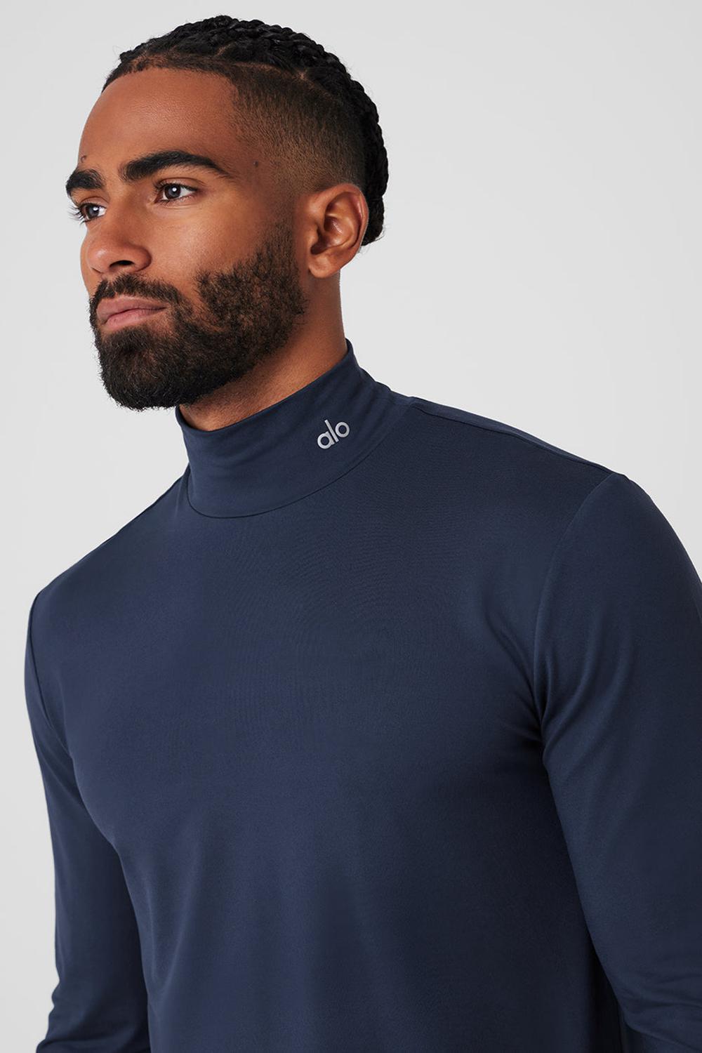 Manga Larga Alo Yoga Conquer Reform Mock Neck Hombre Azul Marino | España  TIOE-03741