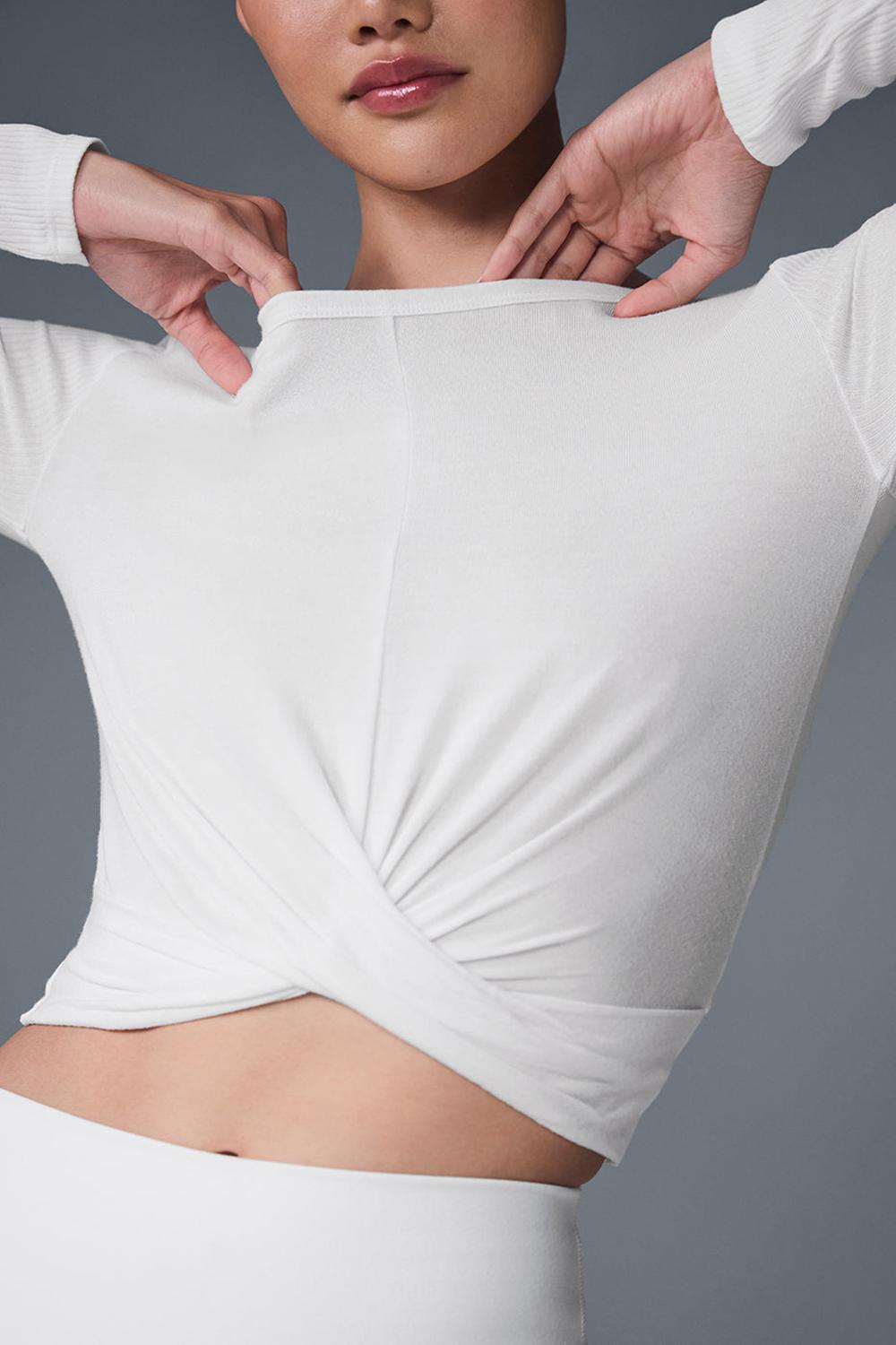 Manga Larga Alo Yoga Cover Top Mujer Blancas | España  POYG-46190