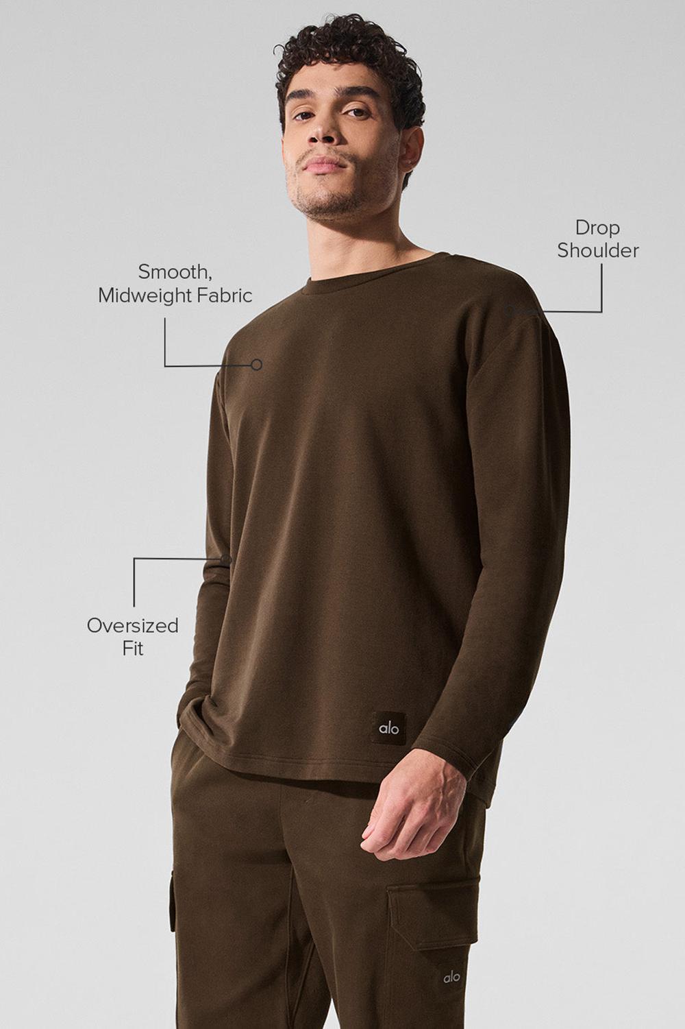 Manga Larga Alo Yoga Double Take Crew Hombre Espresso | España  LAWG-16390