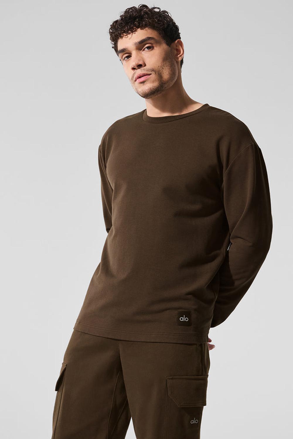Manga Larga Alo Yoga Double Take Crew Hombre Espresso | España  LAWG-16390