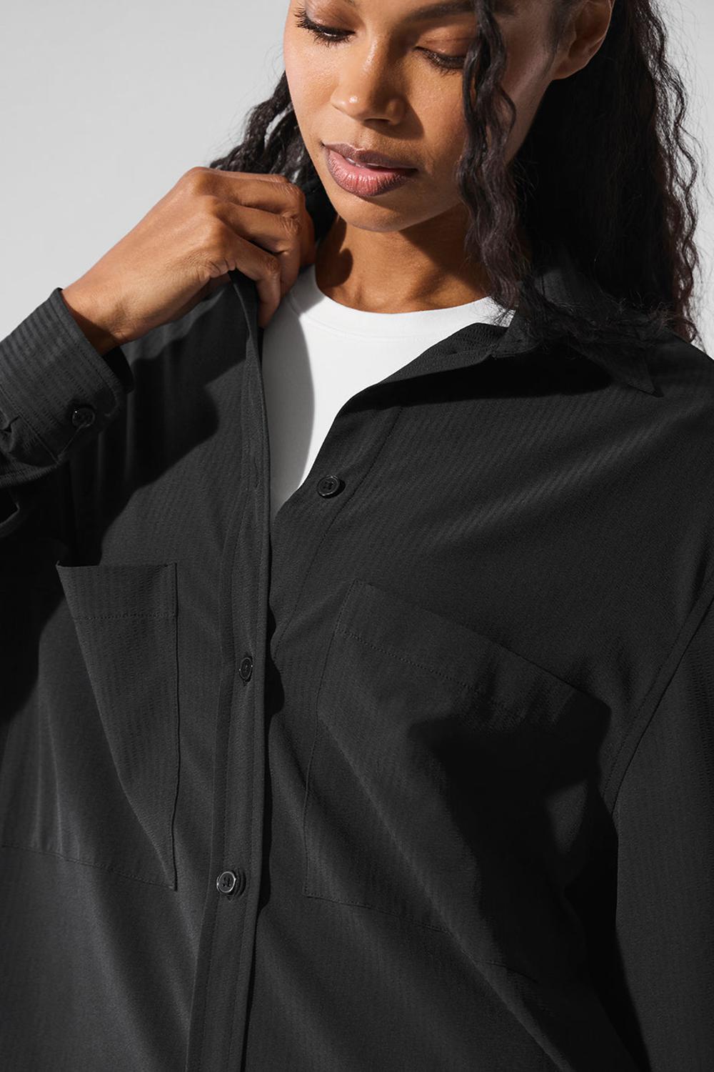 Manga Larga Alo Yoga Dreamscape Button Down Mujer Negras | España  PDCU-80129