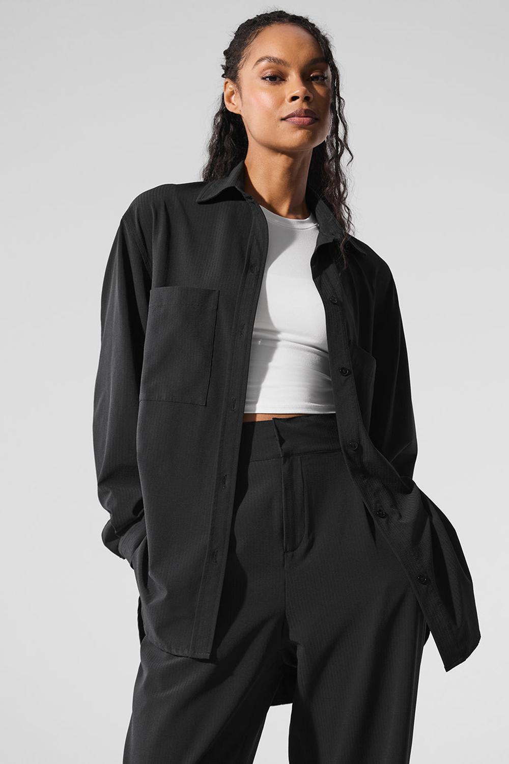 Manga Larga Alo Yoga Dreamscape Button Down Mujer Negras | España  PDCU-80129