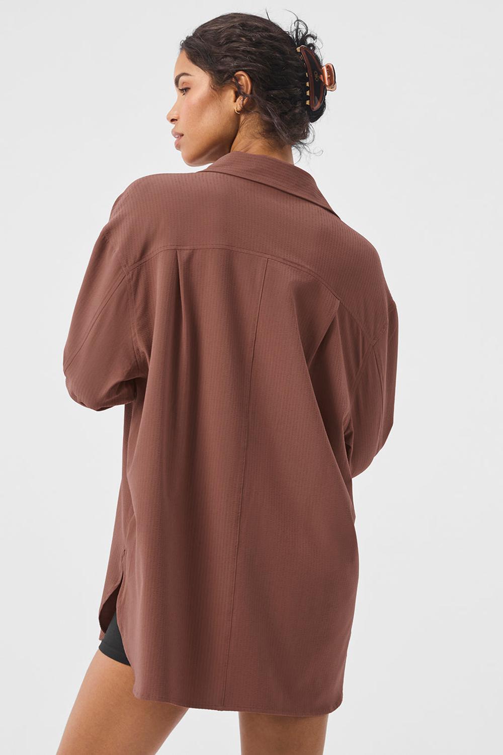 Manga Larga Alo Yoga Dreamscape Button Down Mujer Chestnut | España  ZXRH-39850