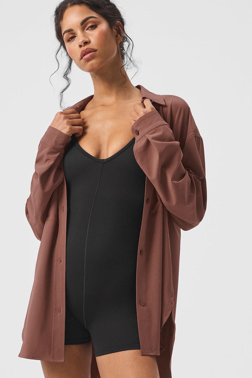 Manga Larga Alo Yoga Dreamscape Button Down Mujer Chestnut | España  ZXRH-39850