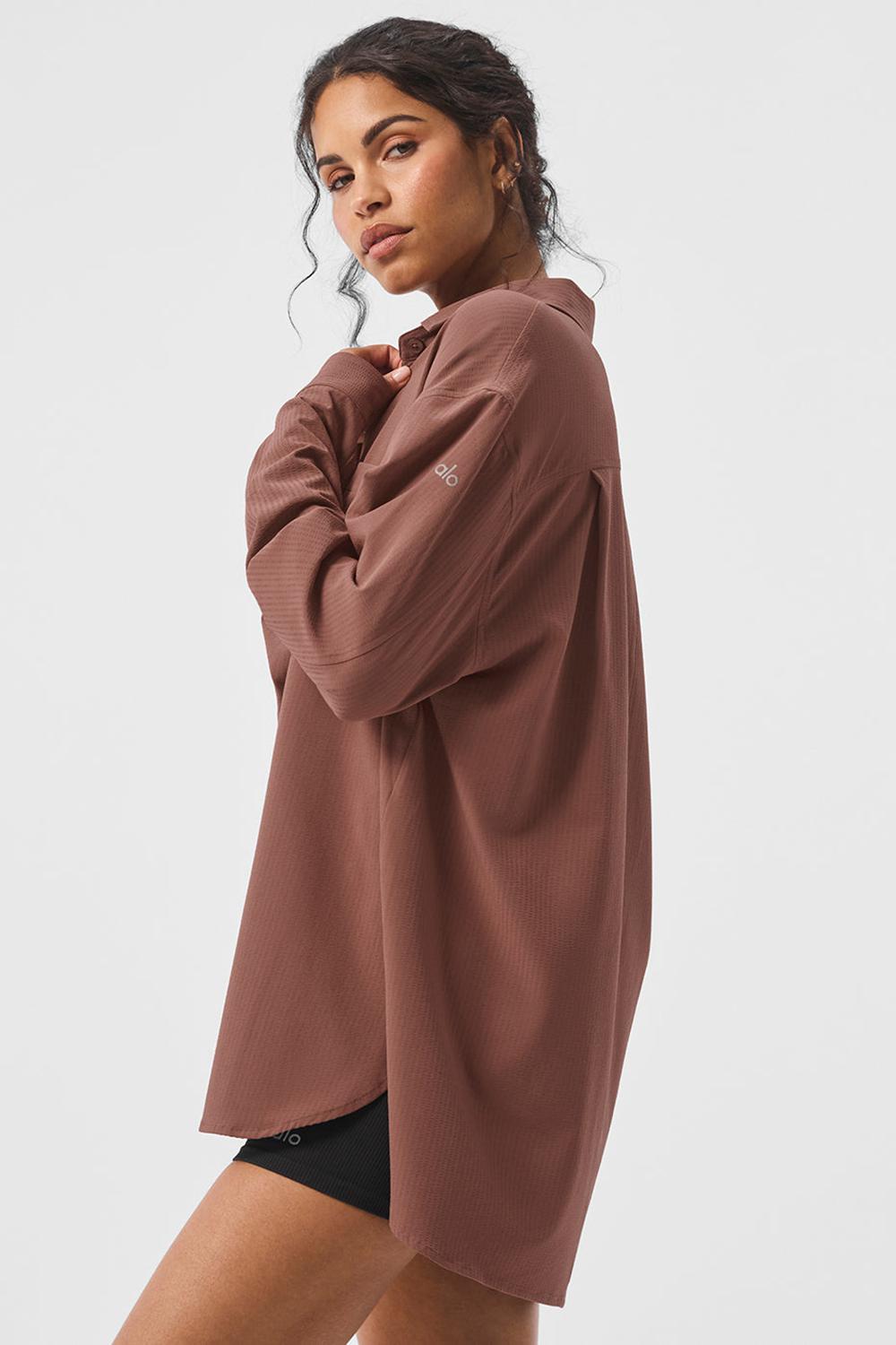Manga Larga Alo Yoga Dreamscape Button Down Mujer Chestnut | España  ZXRH-39850