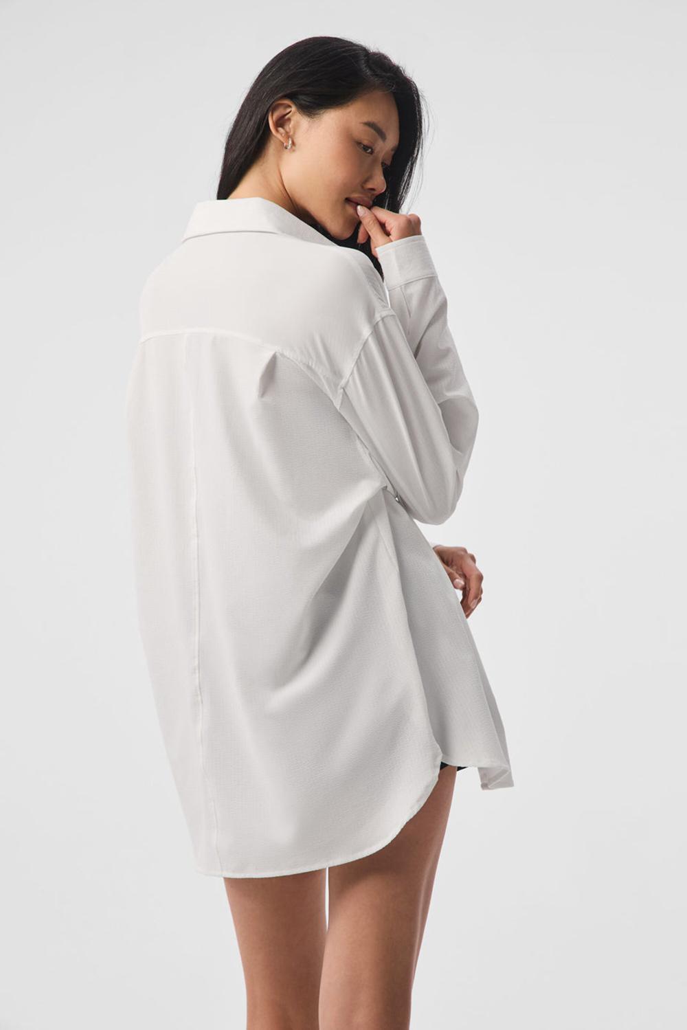 Manga Larga Alo Yoga Dreamscape Button Down Mujer Blancas | España  UROS-76802