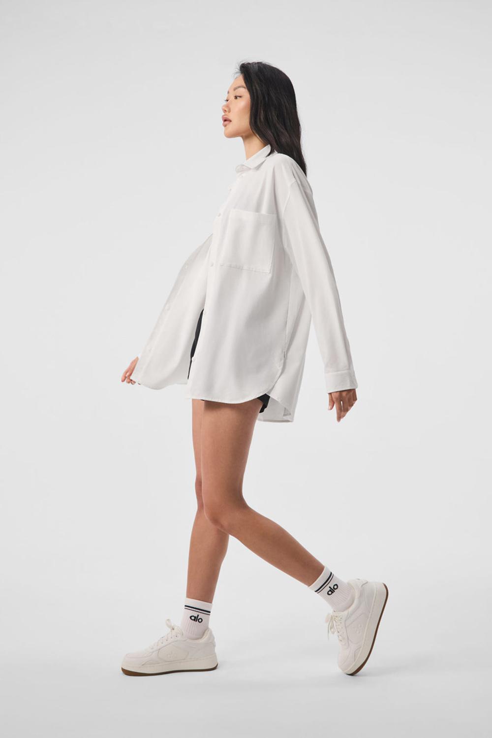 Manga Larga Alo Yoga Dreamscape Button Down Mujer Blancas | España  UROS-76802