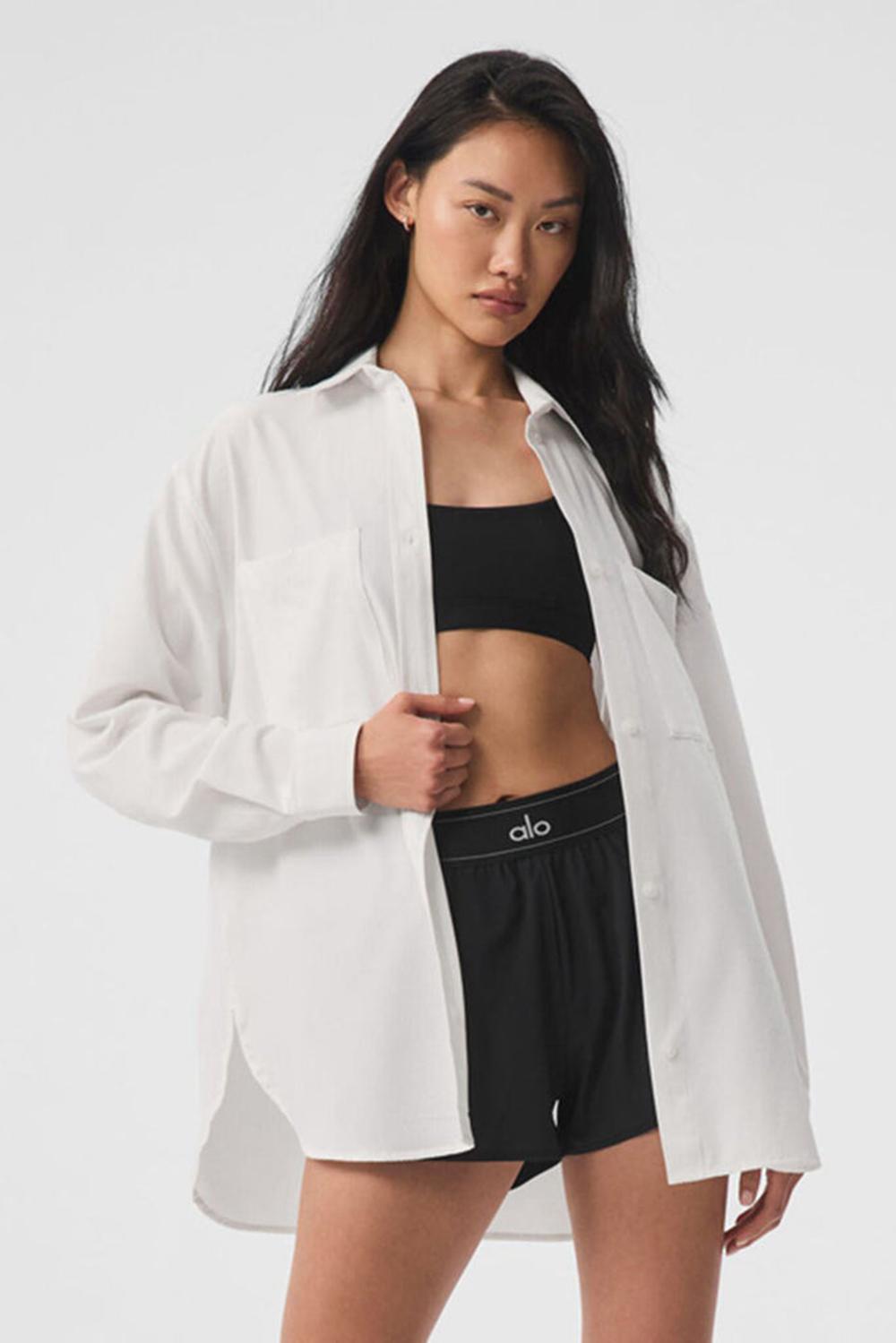 Manga Larga Alo Yoga Dreamscape Button Down Mujer Blancas | España  UROS-76802