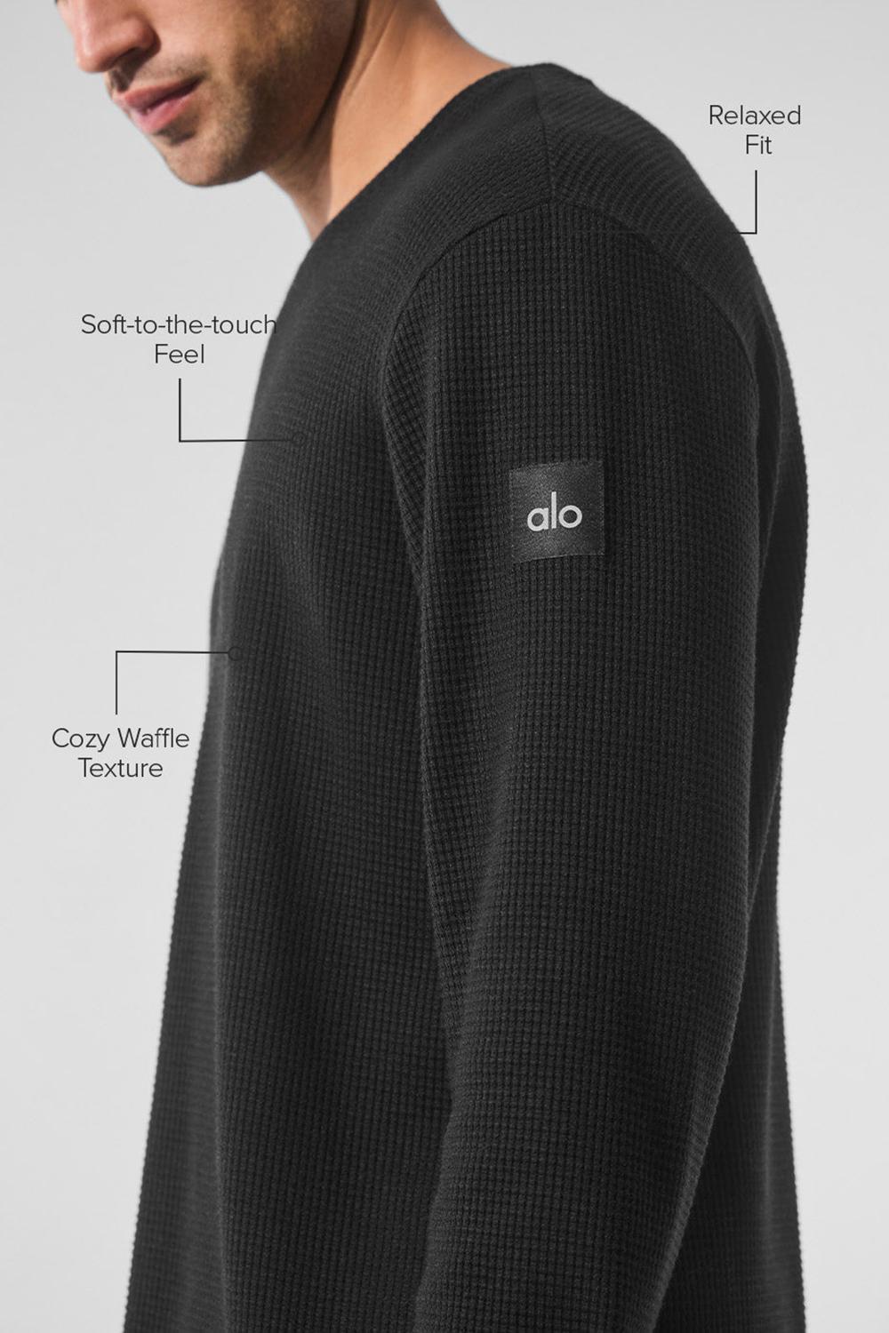 Manga Larga Alo Yoga Elevate Waffle Crew Hombre Negras | España  CKRP-08143