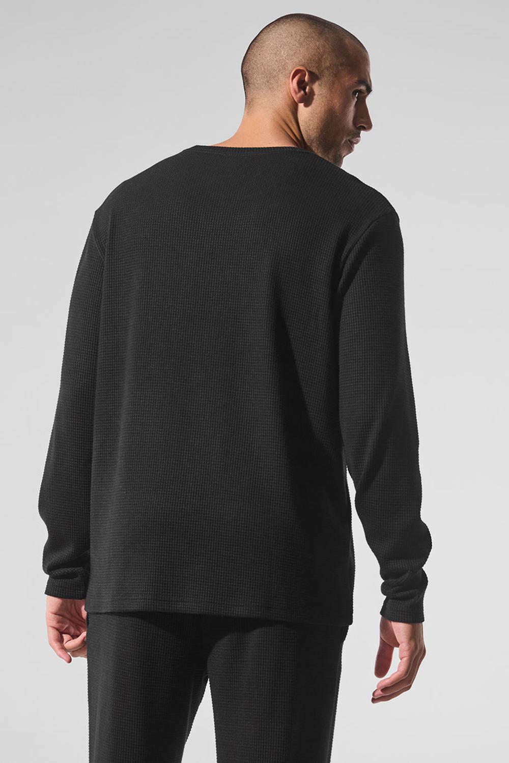 Manga Larga Alo Yoga Elevate Waffle Crew Hombre Negras | España  CKRP-08143