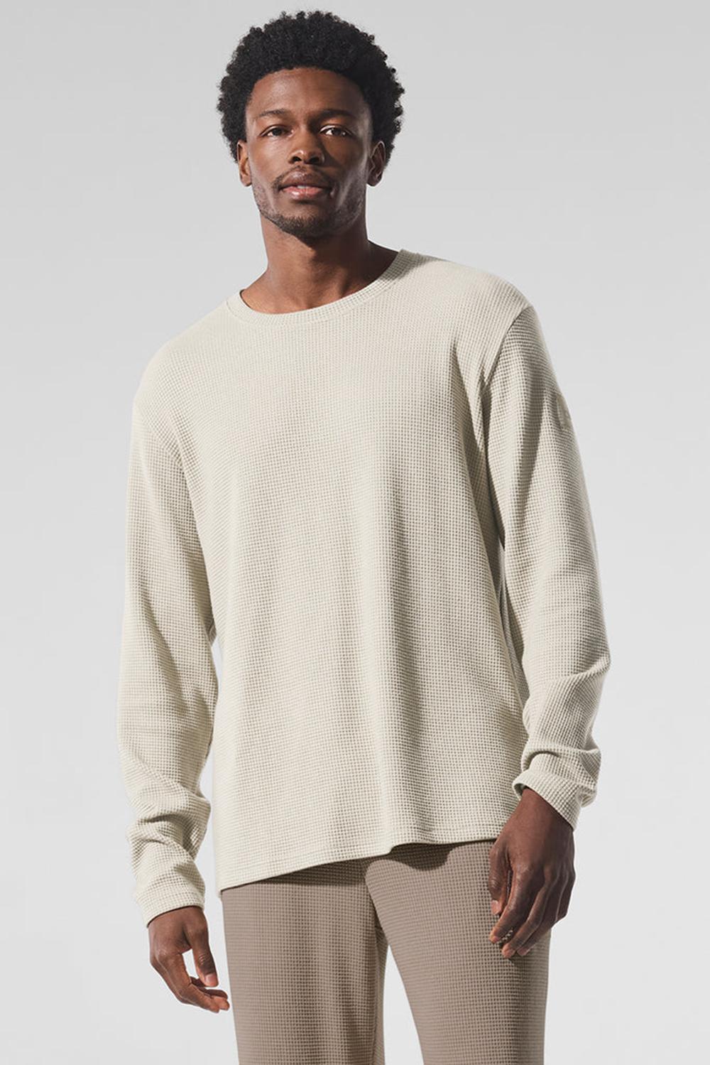 Manga Larga Alo Yoga Elevate Waffle Crew Hombre Bone | España  CIHN-94506
