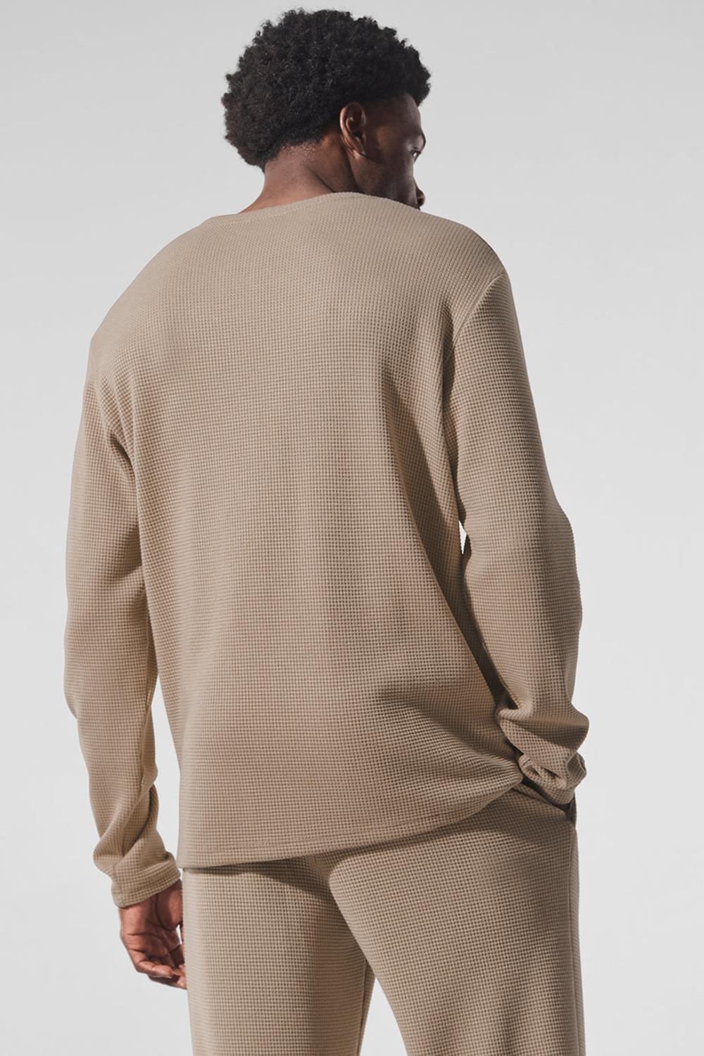 Manga Larga Alo Yoga Elevate Waffle Crew Hombre Gravel | España  YJVI-81745