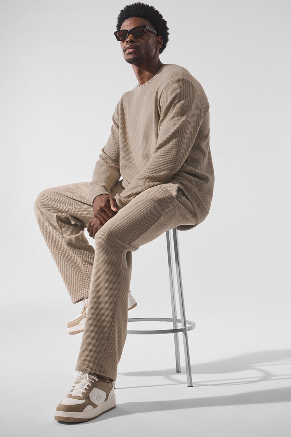 Manga Larga Alo Yoga Elevate Waffle Crew Hombre Gravel | España  YJVI-81745