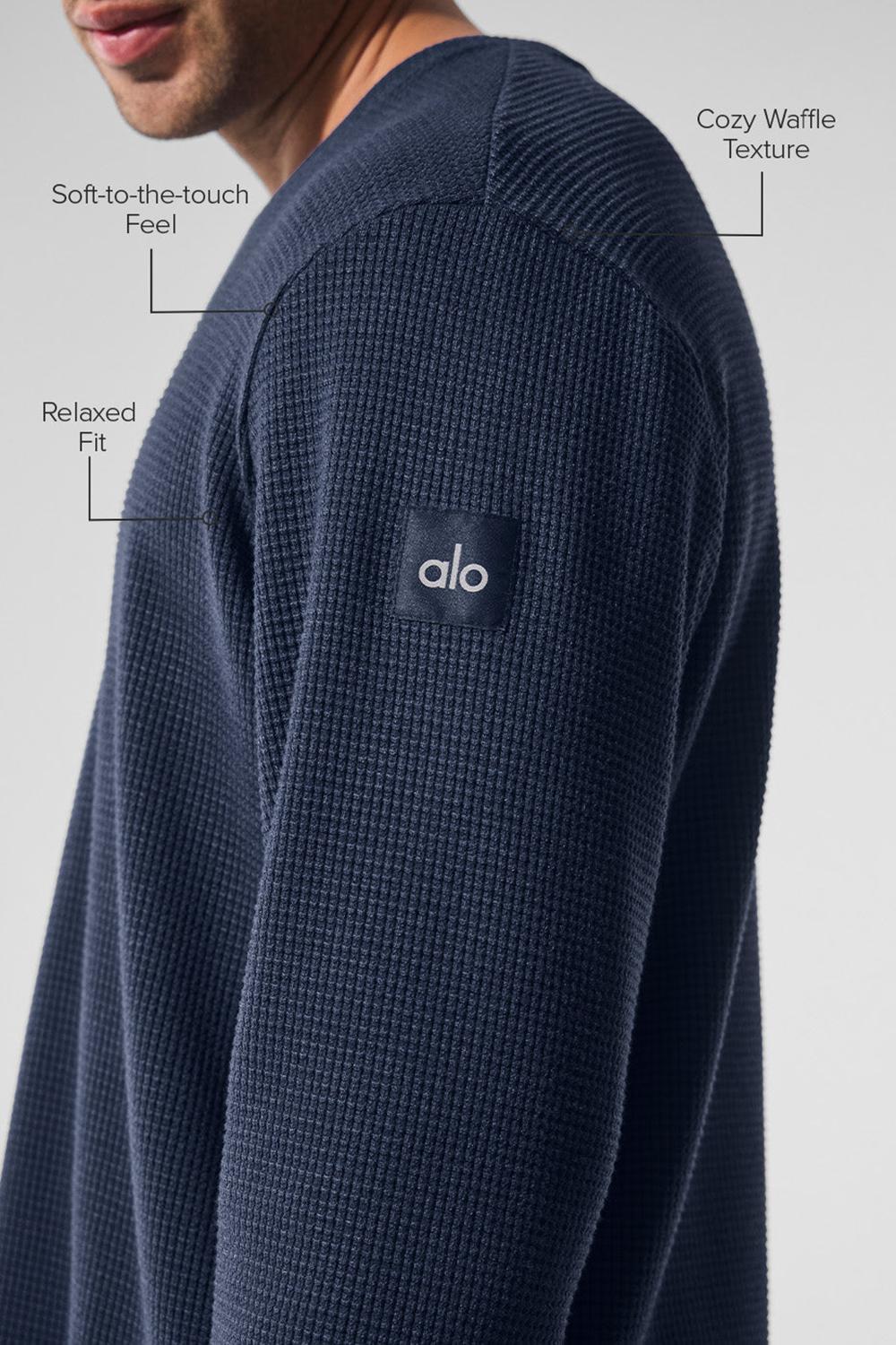 Manga Larga Alo Yoga Elevate Waffle Crew Hombre Azul Marino | España  AJEO-74682