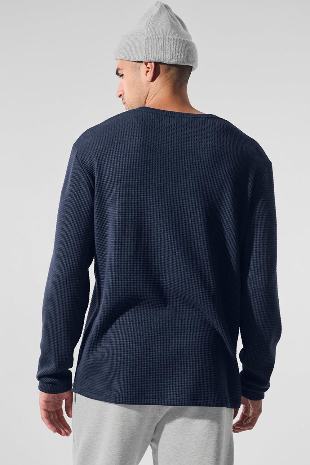 Manga Larga Alo Yoga Elevate Waffle Crew Hombre Azul Marino | España  AJEO-74682