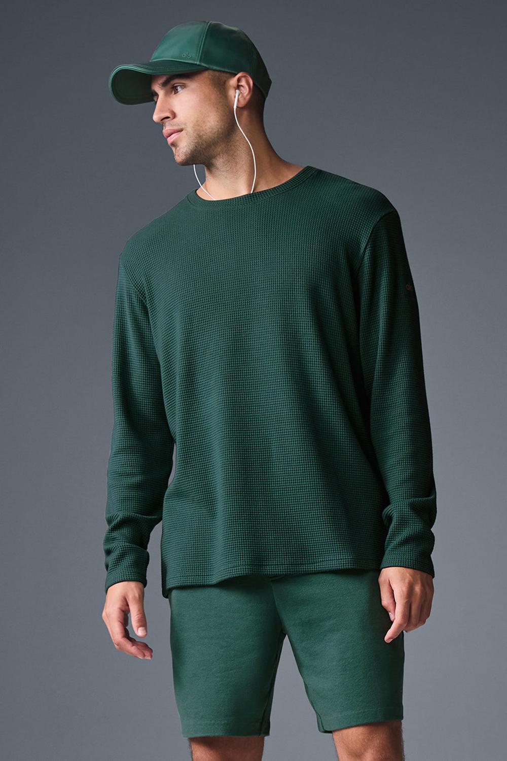 Manga Larga Alo Yoga Elevate Waffle Crew Hombre Winter Ivy | España  LPQH-34516