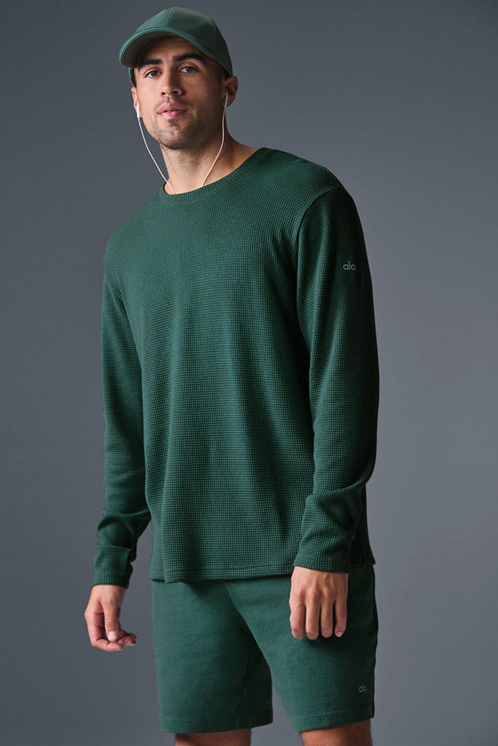 Manga Larga Alo Yoga Elevate Waffle Crew Hombre Winter Ivy | España  LPQH-34516