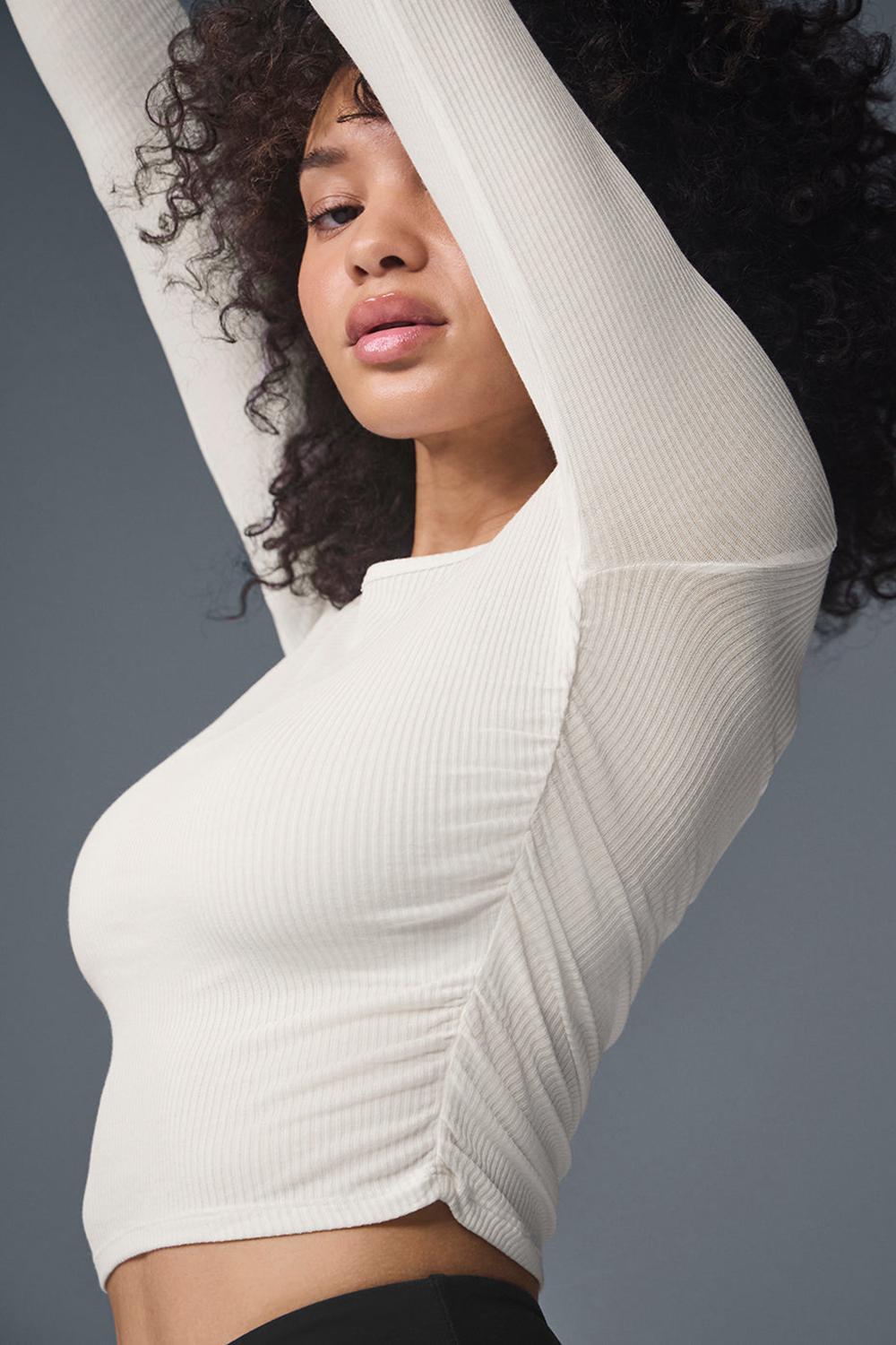 Manga Larga Alo Yoga Gather Mujer Ivory | España  WHXF-28164