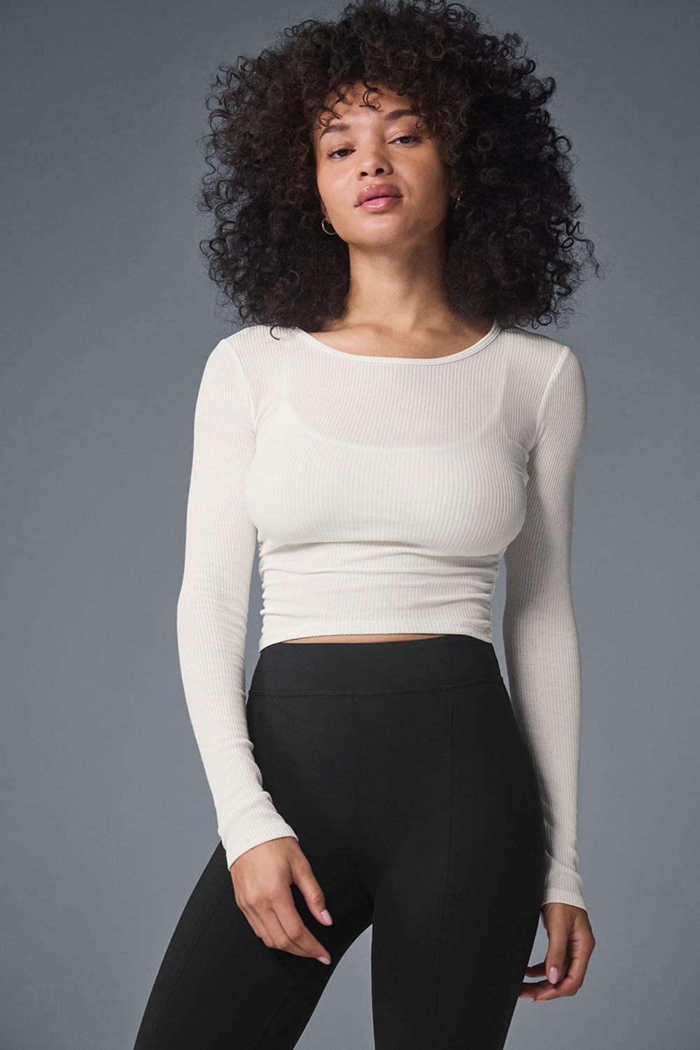 Manga Larga Alo Yoga Gather Mujer Ivory | España  WHXF-28164
