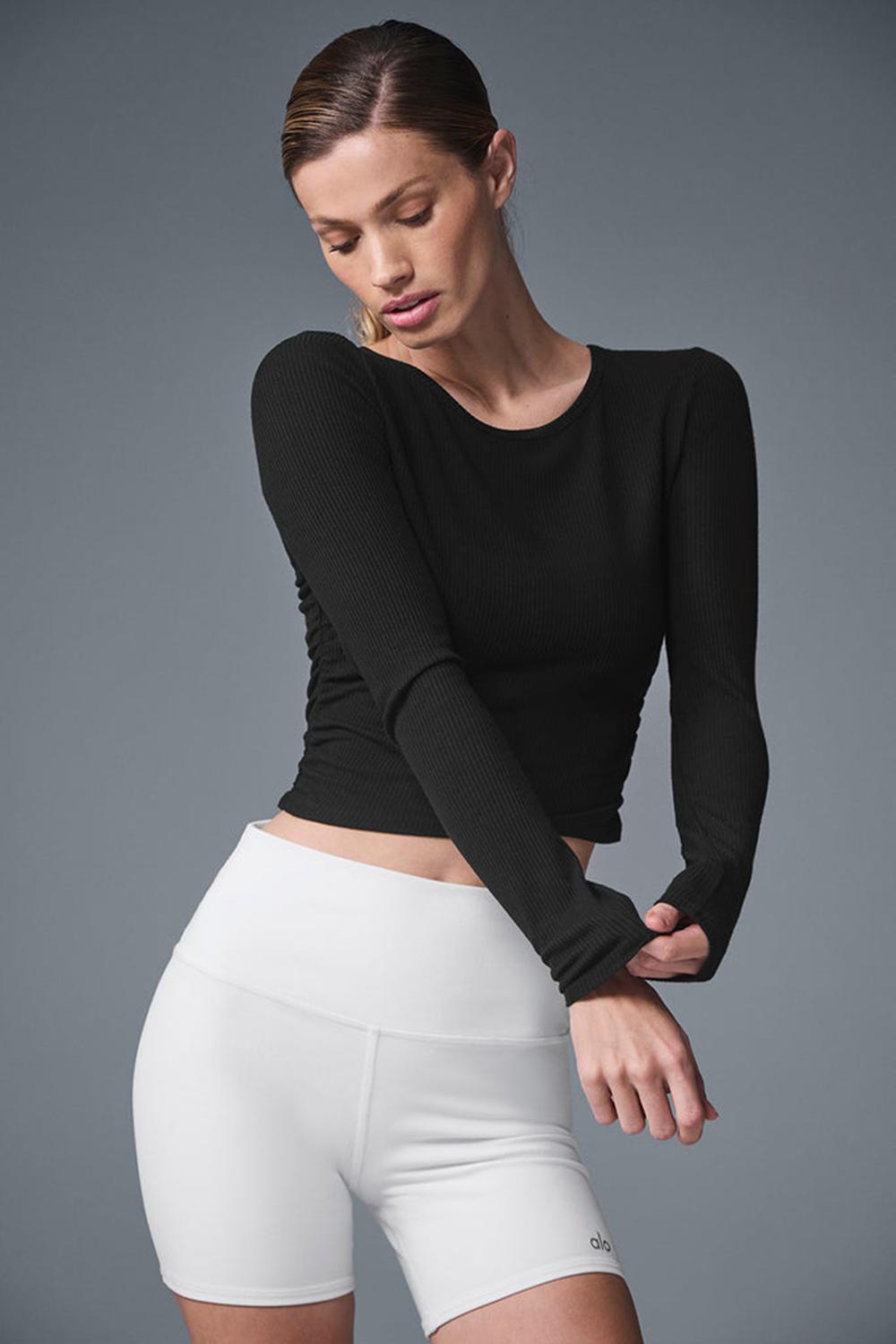 Manga Larga Alo Yoga Gather Mujer Negras | España  HKTY-73280