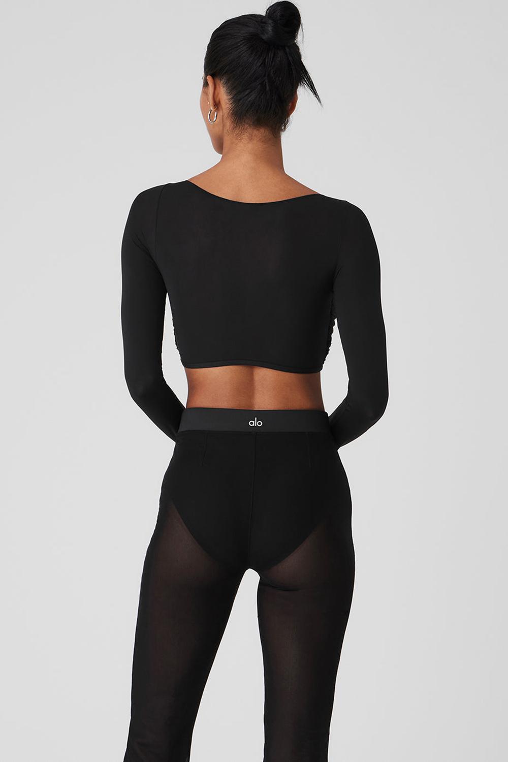 Manga Larga Alo Yoga Mesh Sheer Illusion Cropped Mujer Negras | España  VWFG-68720