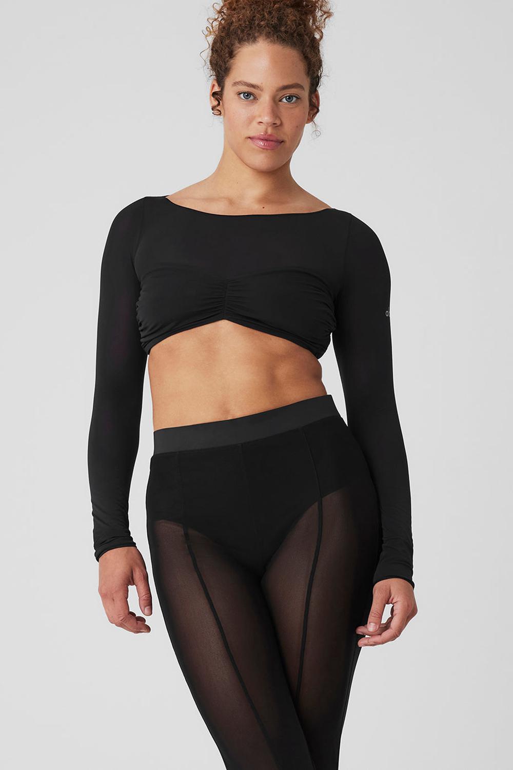 Manga Larga Alo Yoga Mesh Sheer Illusion Cropped Mujer Negras | España  VWFG-68720