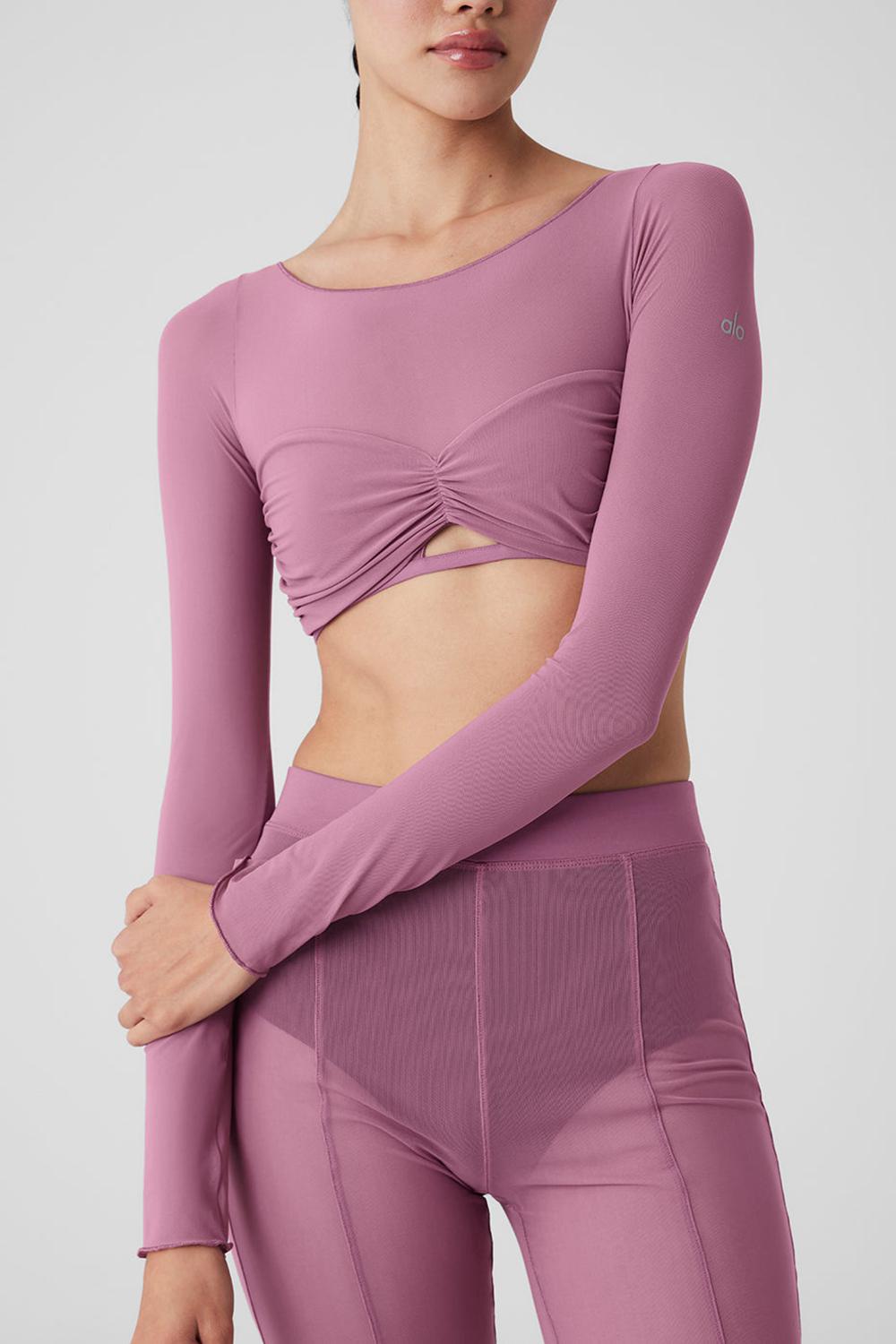 Manga Larga Alo Yoga Mesh Sheer Illusion Cropped Mujer Soft Mulberry | España  XGWQ-86291