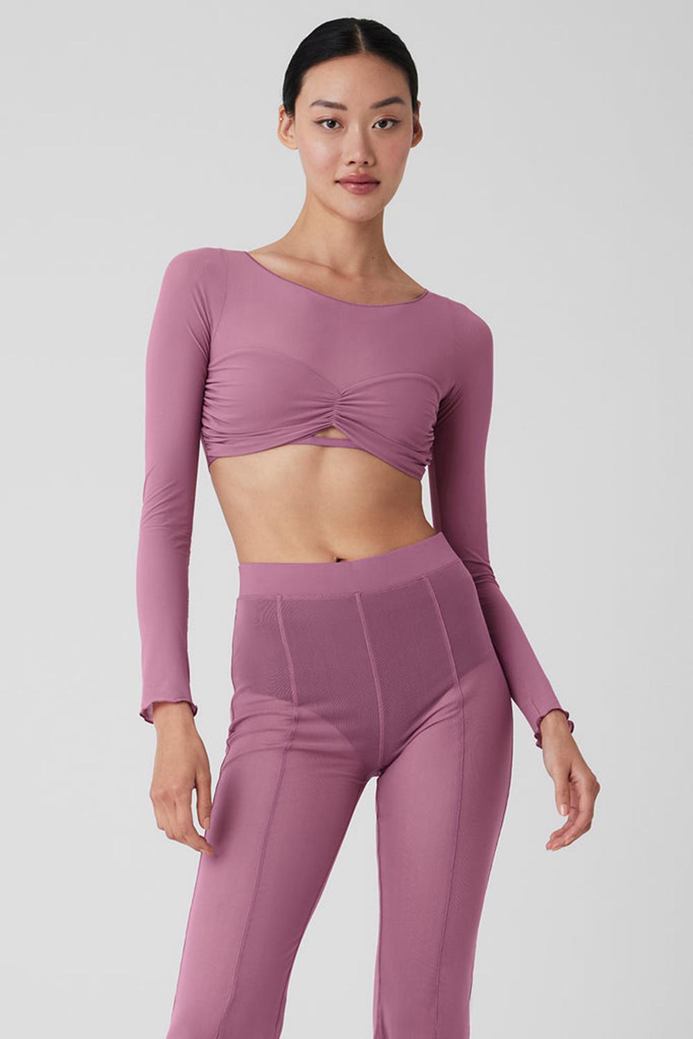 Manga Larga Alo Yoga Mesh Sheer Illusion Cropped Mujer Soft Mulberry | España  XGWQ-86291