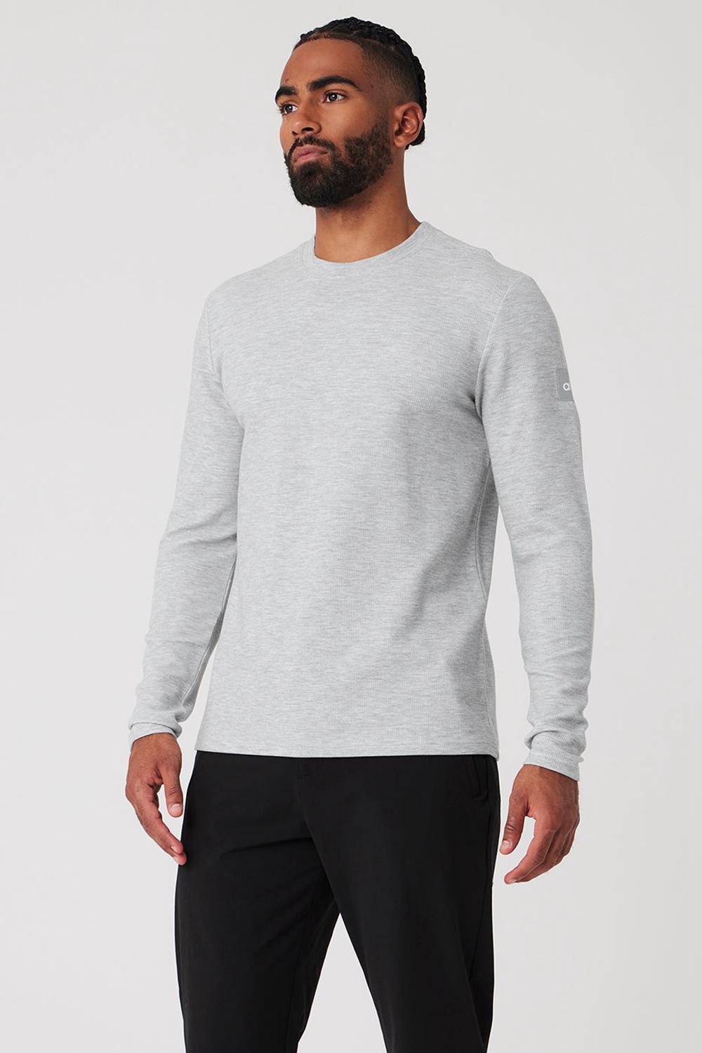 Manga Larga Alo Yoga Micro Waffle Fast Break Tee Hombre Gris | España  FEXZ-70931