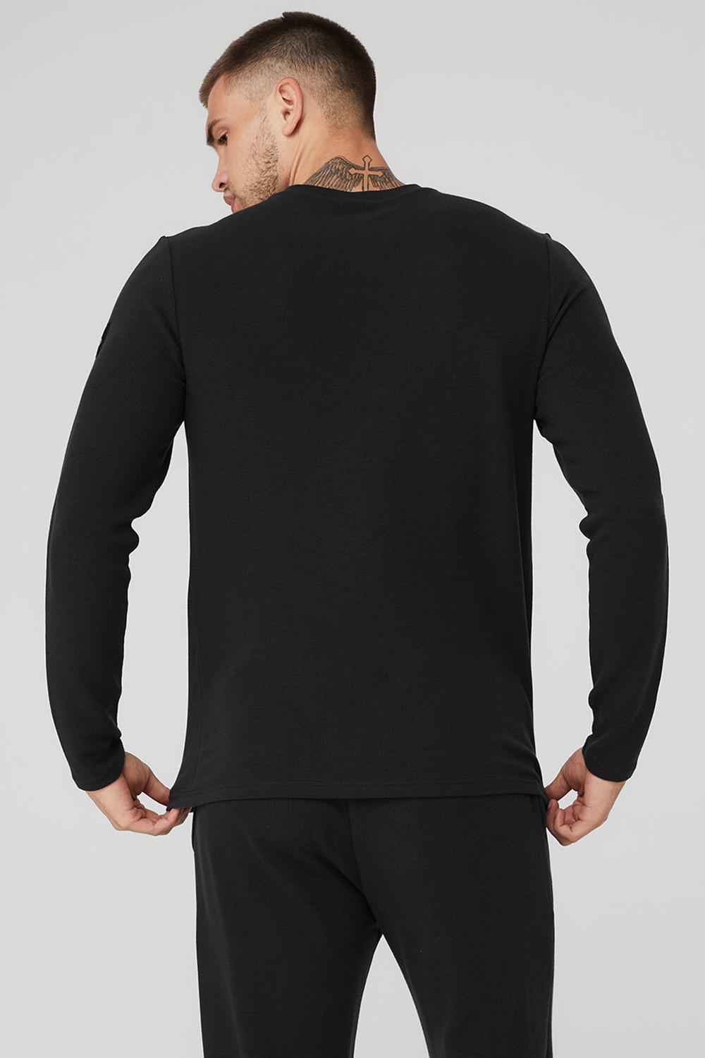 Manga Larga Alo Yoga Micro Waffle Fast Break Tee Hombre Negras | España  XQSJ-30658