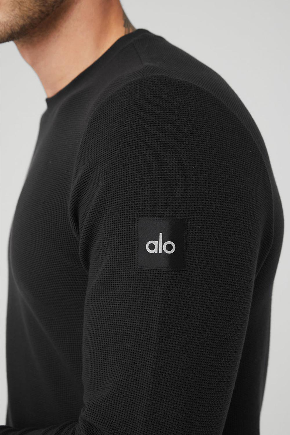 Manga Larga Alo Yoga Micro Waffle Fast Break Tee Hombre Negras | España  XQSJ-30658