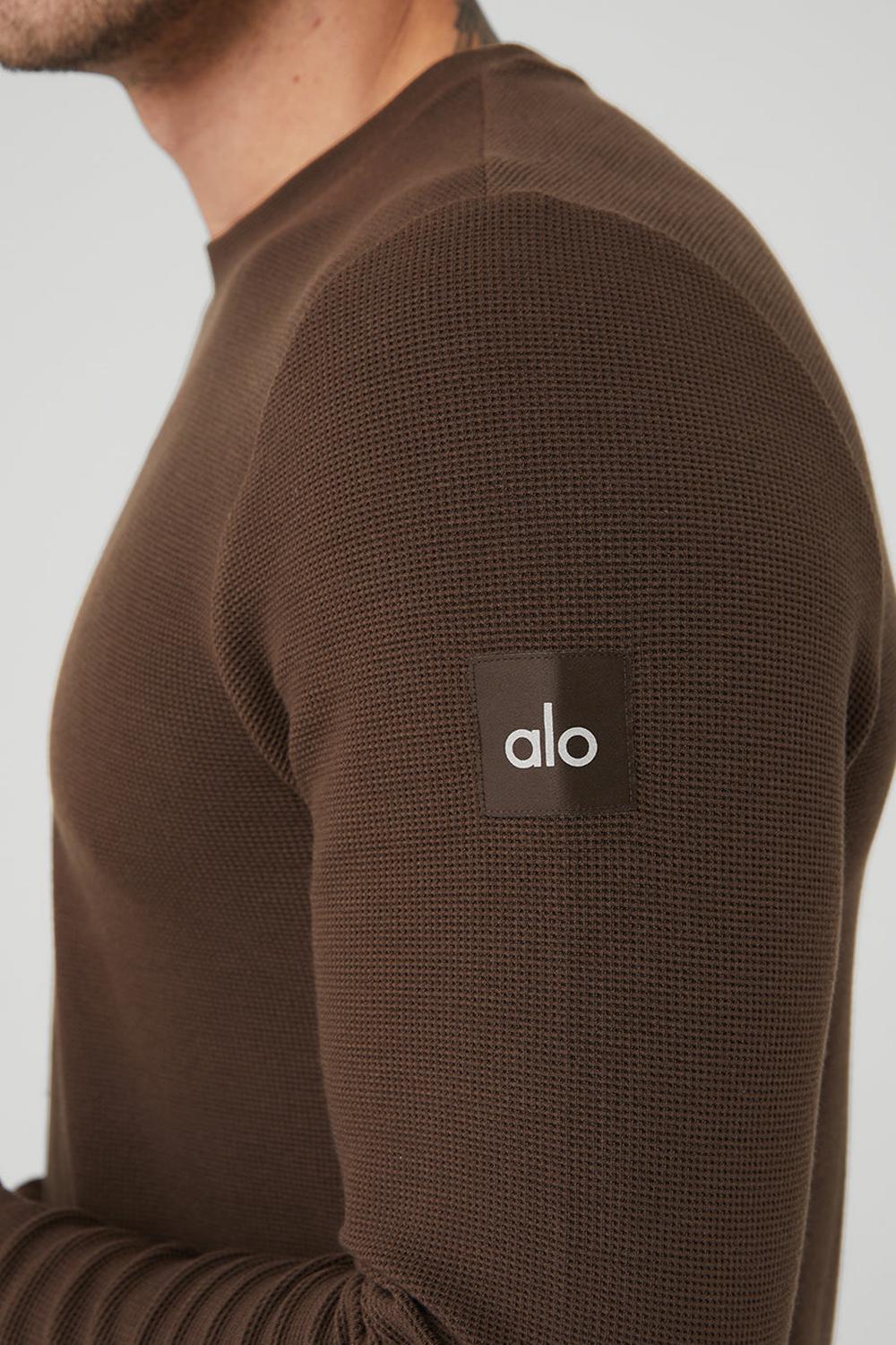 Manga Larga Alo Yoga Micro Waffle Fast Break Tee Hombre Espresso | España  UQHO-30291