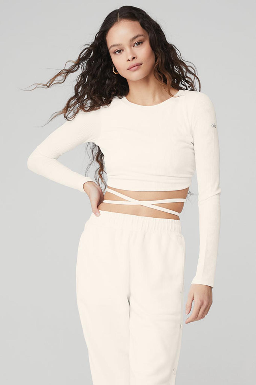 Manga Larga Alo Yoga Ribbed Manifest Mujer Ivory | España  FVYD-82075