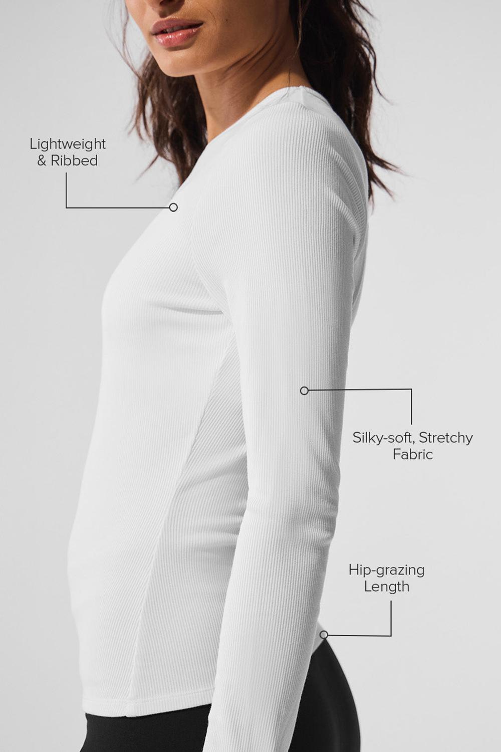 Manga Larga Alo Yoga Ribbed Modal Mujer Blancas | España  YJWP-48901