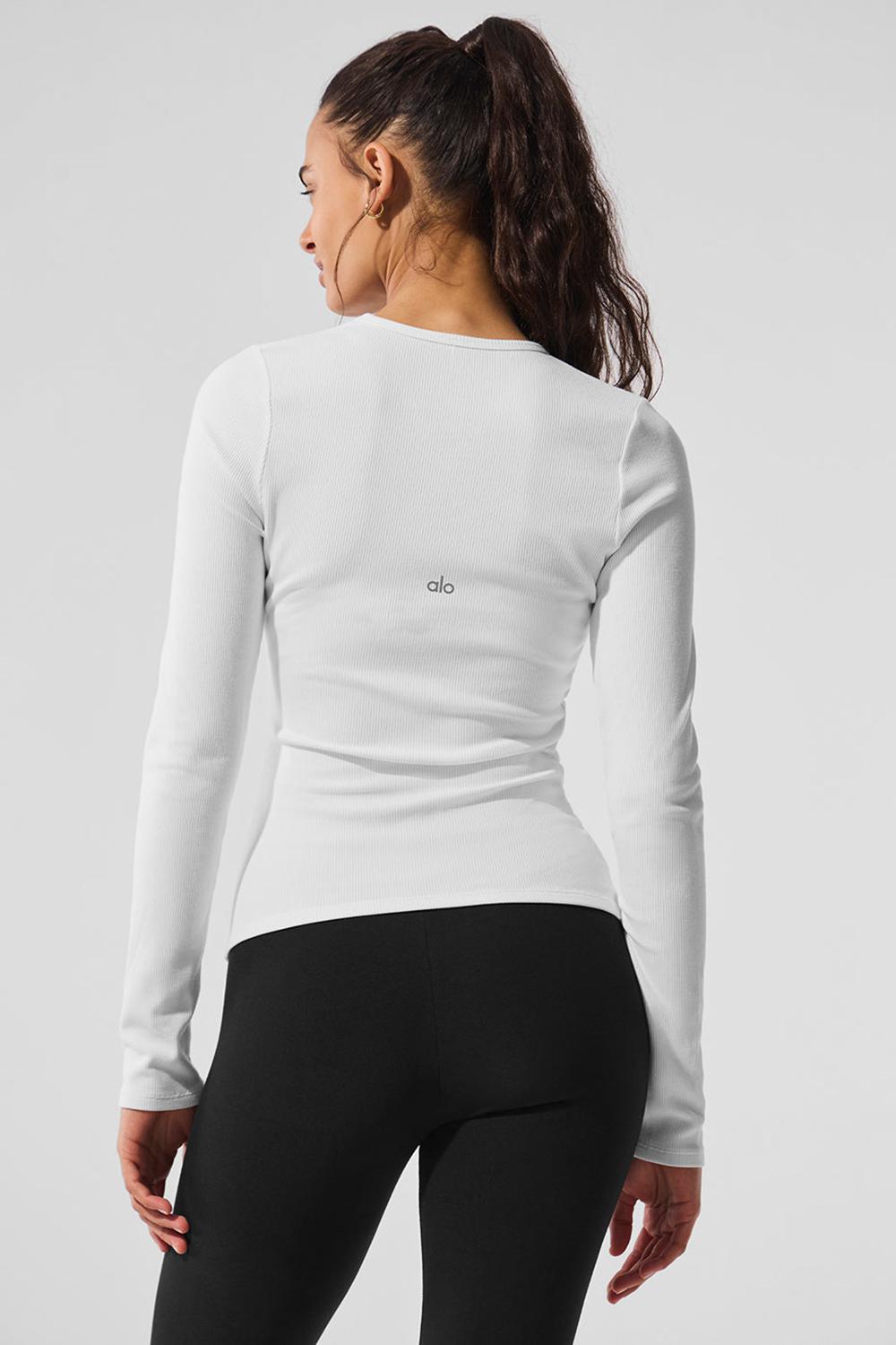 Manga Larga Alo Yoga Ribbed Modal Mujer Blancas | España  YJWP-48901