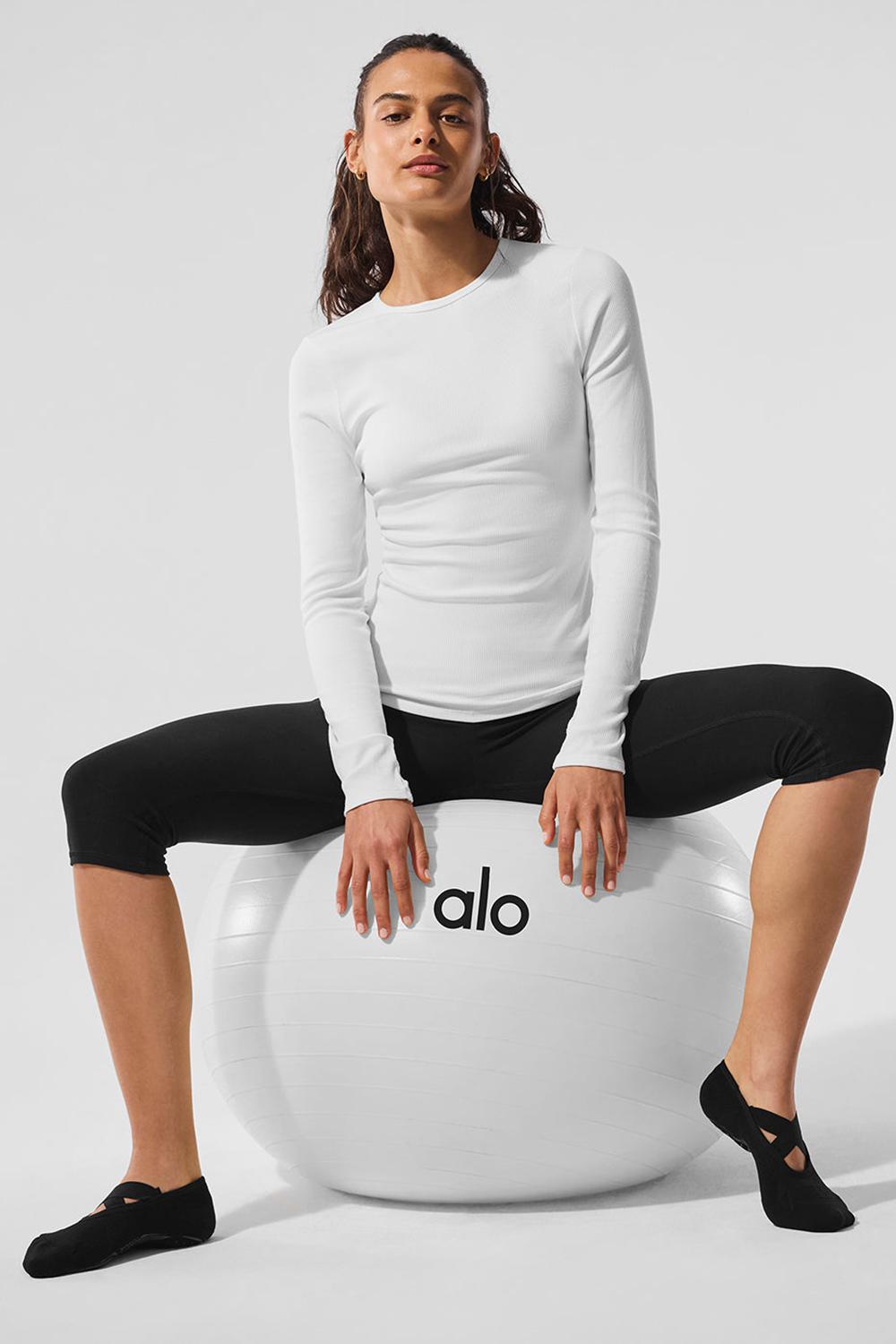 Manga Larga Alo Yoga Ribbed Modal Mujer Blancas | España  YJWP-48901