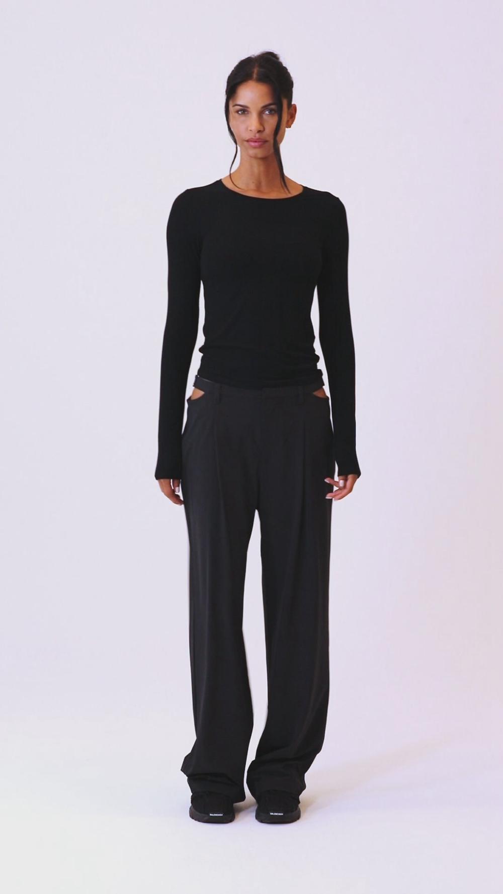 Manga Larga Alo Yoga Ribbed Sea Coast Mujer Negras | España  HTRX-46792