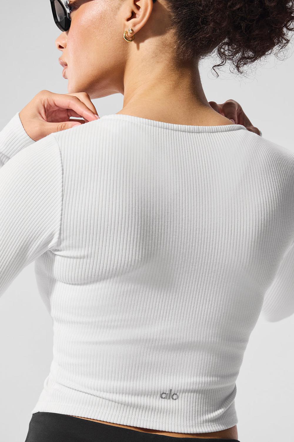 Manga Larga Alo Yoga Ribbed Stardust Mujer Blancas | España  TXGQ-71293
