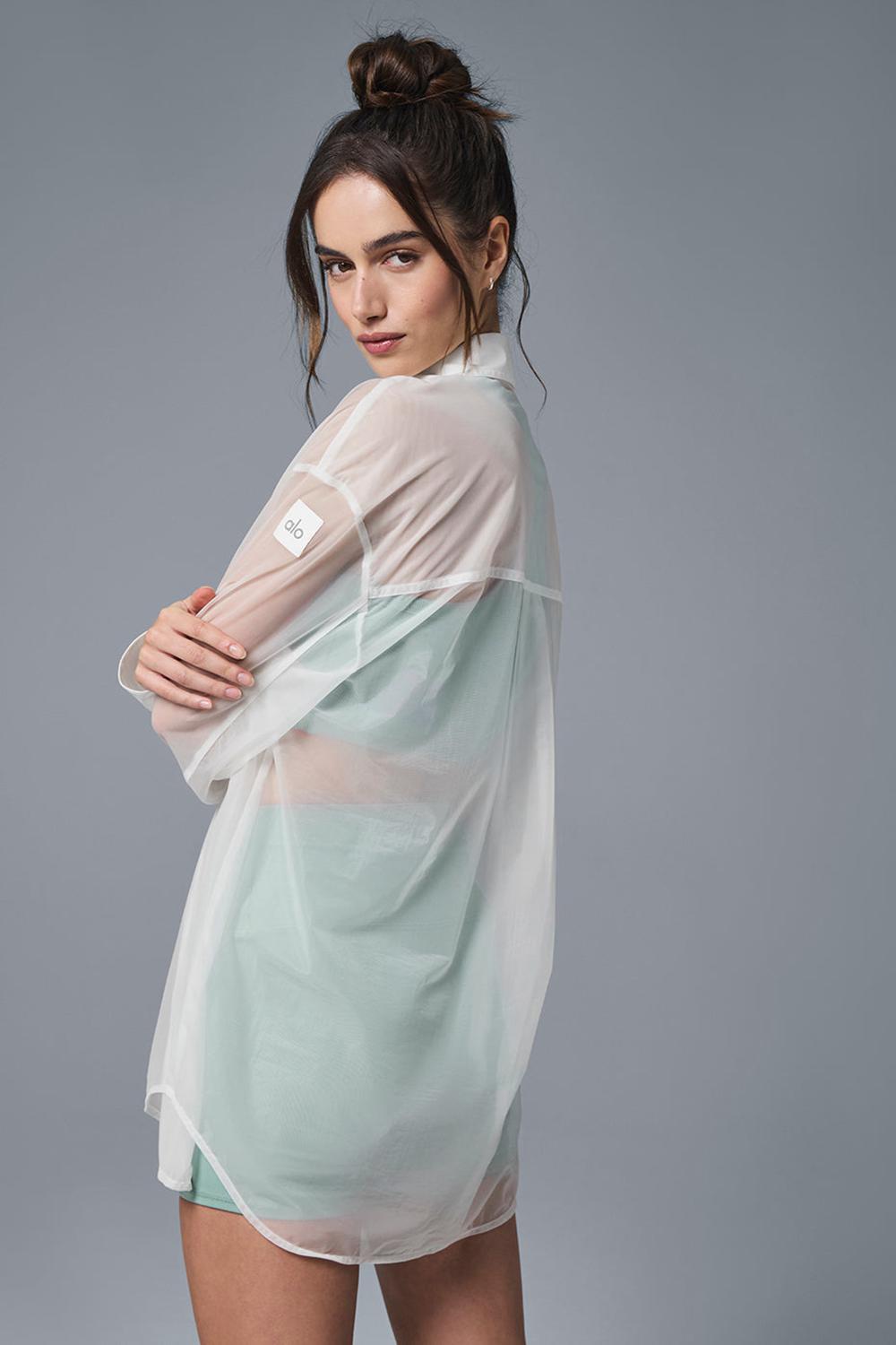 Manga Larga Alo Yoga Sheer Effusion Button Down Mujer Blancas | España  CFYS-53918