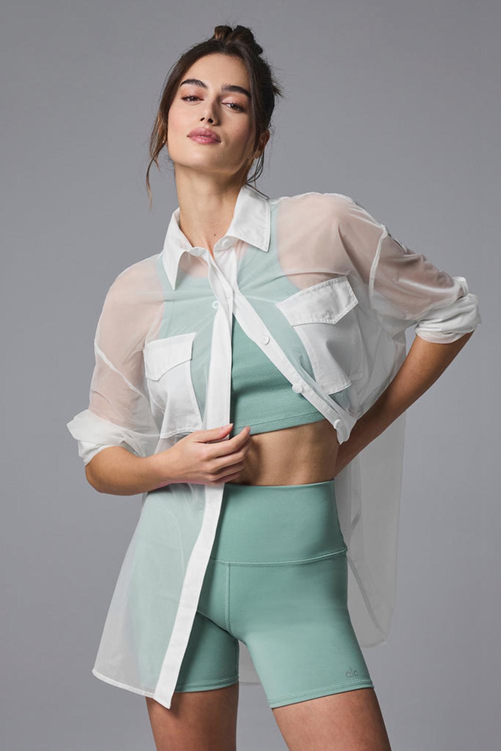 Manga Larga Alo Yoga Sheer Effusion Button Down Mujer Blancas | España  CFYS-53918