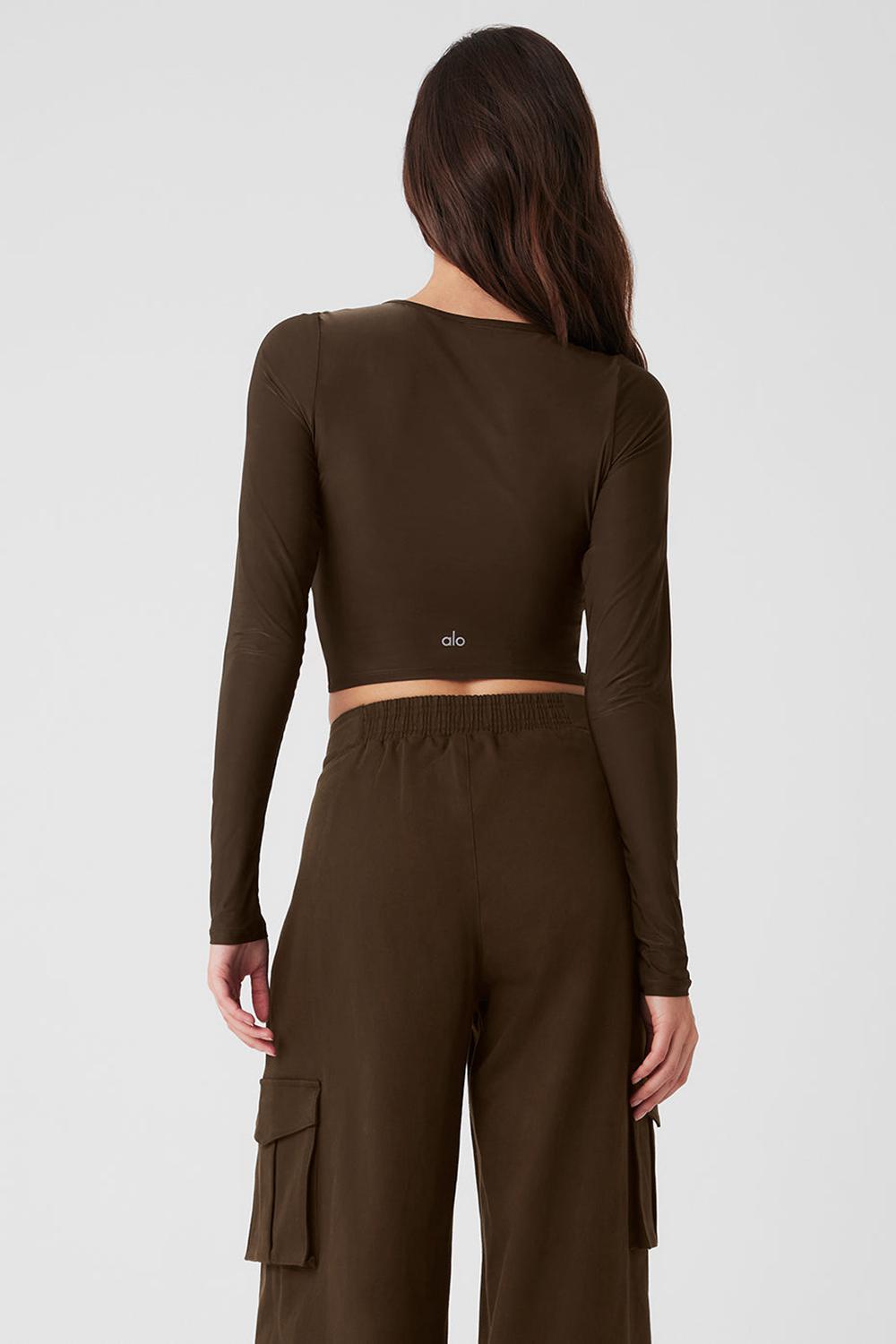 Manga Larga Alo Yoga Standout Mujer Espresso | España  JDLR-37205