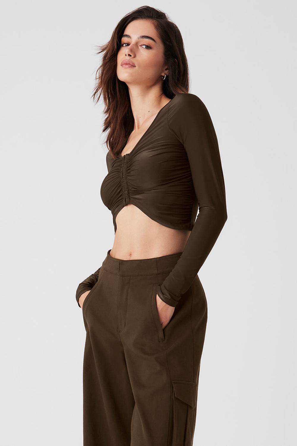 Manga Larga Alo Yoga Standout Mujer Espresso | España  JDLR-37205