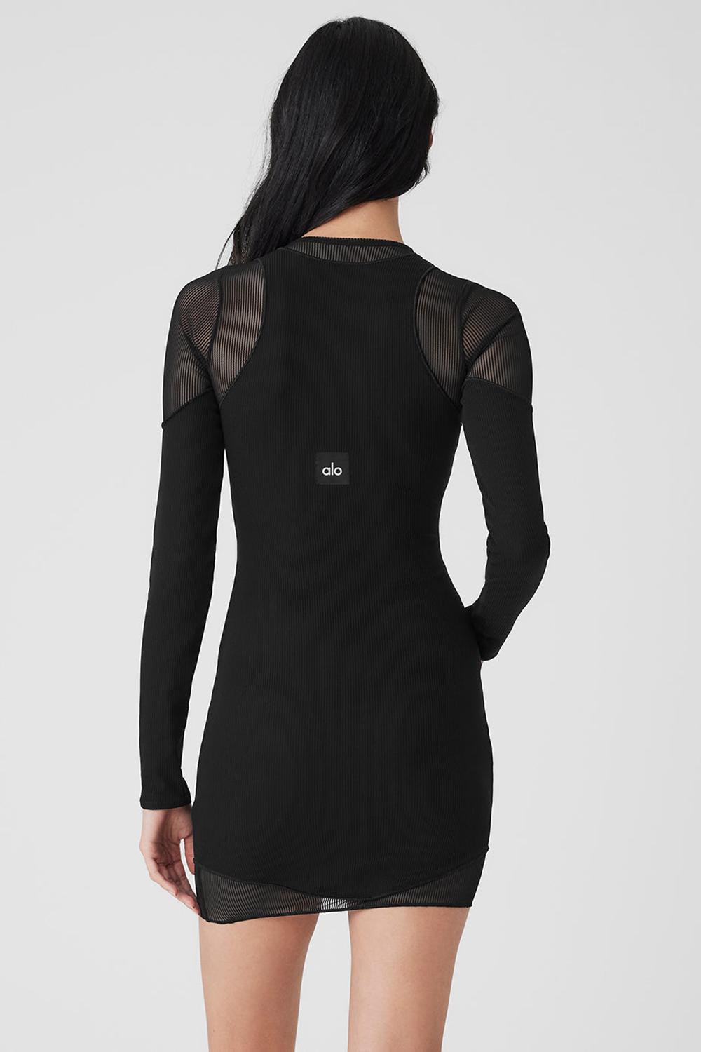 Manga Larga Alo Yoga Striped Mesh Synergy Mujer Negras | España  RLVA-27360