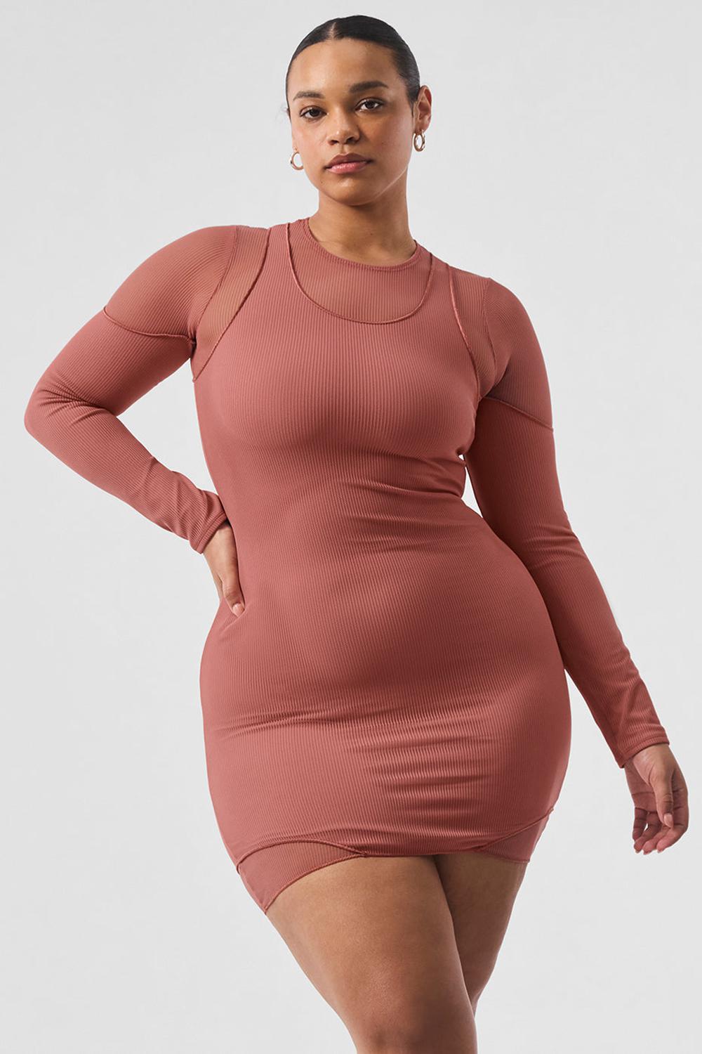 Manga Larga Alo Yoga Striped Mesh Synergy Mujer Soft Terracotta | España  FDQW-03951