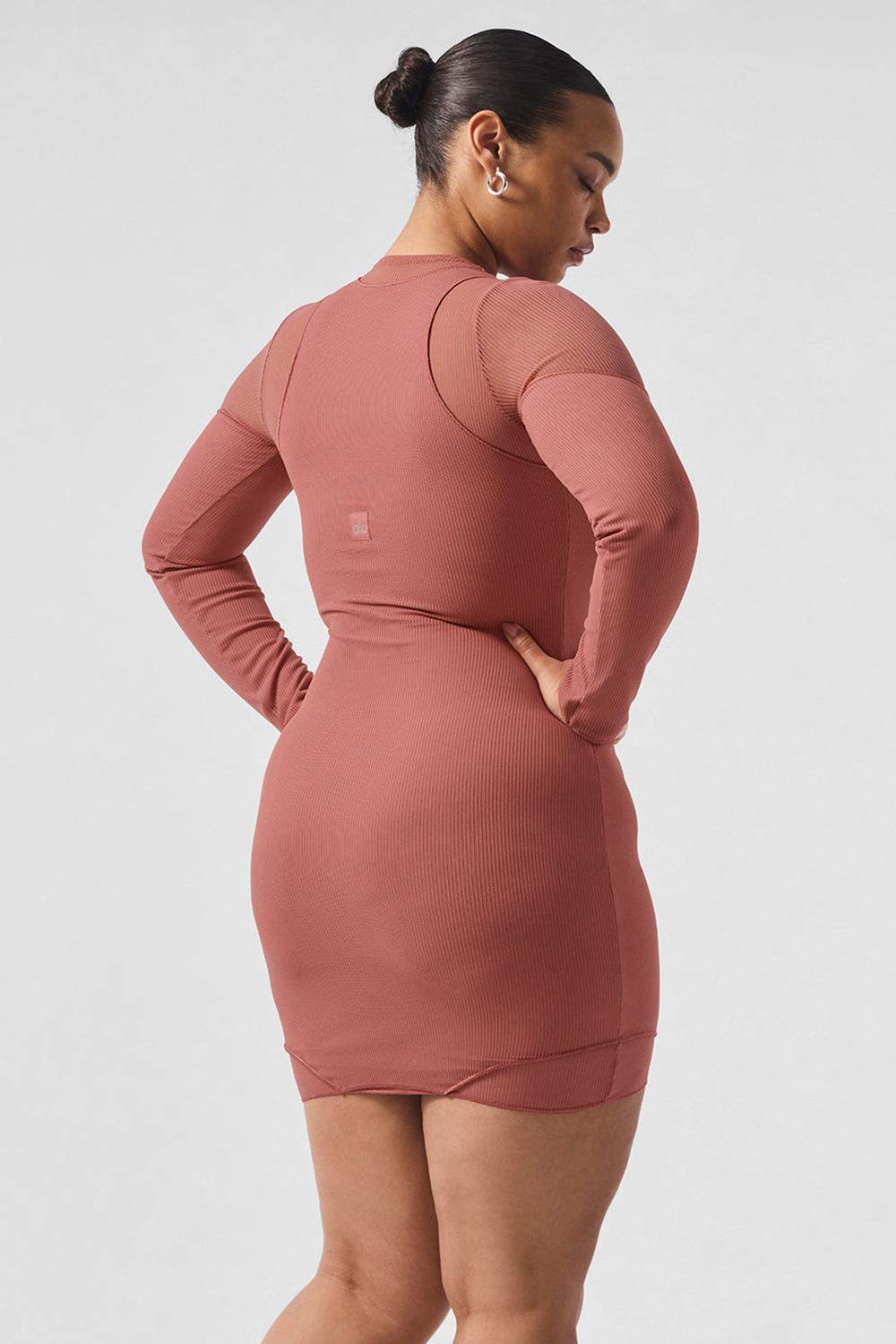 Manga Larga Alo Yoga Striped Mesh Synergy Mujer Soft Terracotta | España  FDQW-03951
