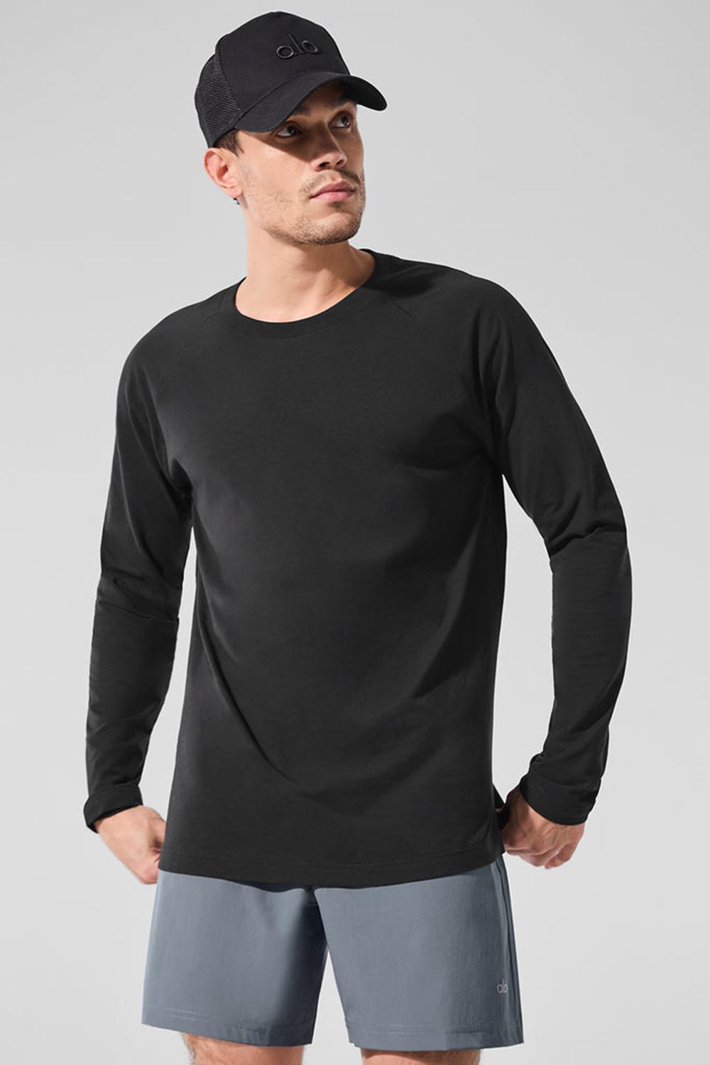 Manga Larga Alo Yoga Vapor Crewneck Hombre Negras | España  MEZU-96432
